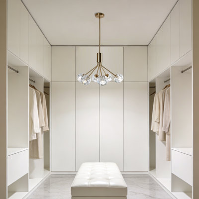 Luminaire suspendu 6 lumières en laiton brossé