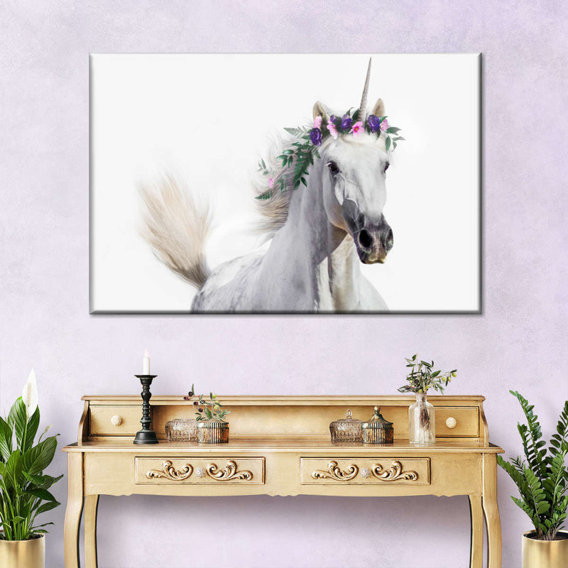 " Flower Crown Unicorn " by Emma P, 16" H x 24" W x 1.25" D