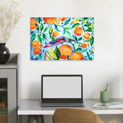 Vibrant Orange Garden Abstract Contemporary Flower Landscape Wall Art