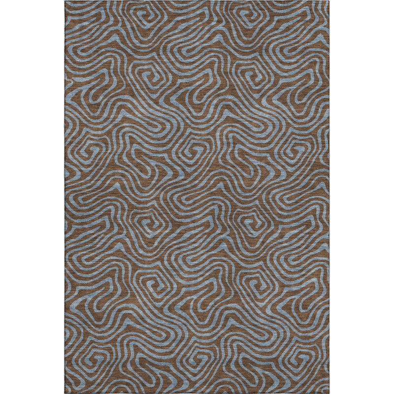 Premium Machine Washable Birchview AMF1031 Swirls Rug, Rectangle 9' x 12'