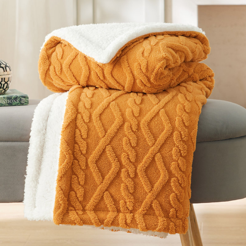 Bedsure Sherpa Blanket For Bed- Fuzzy Soft Cozy Blanket, Fleece Thick Warm Blanket For Winter GentleSoft™️, Queen, Orange