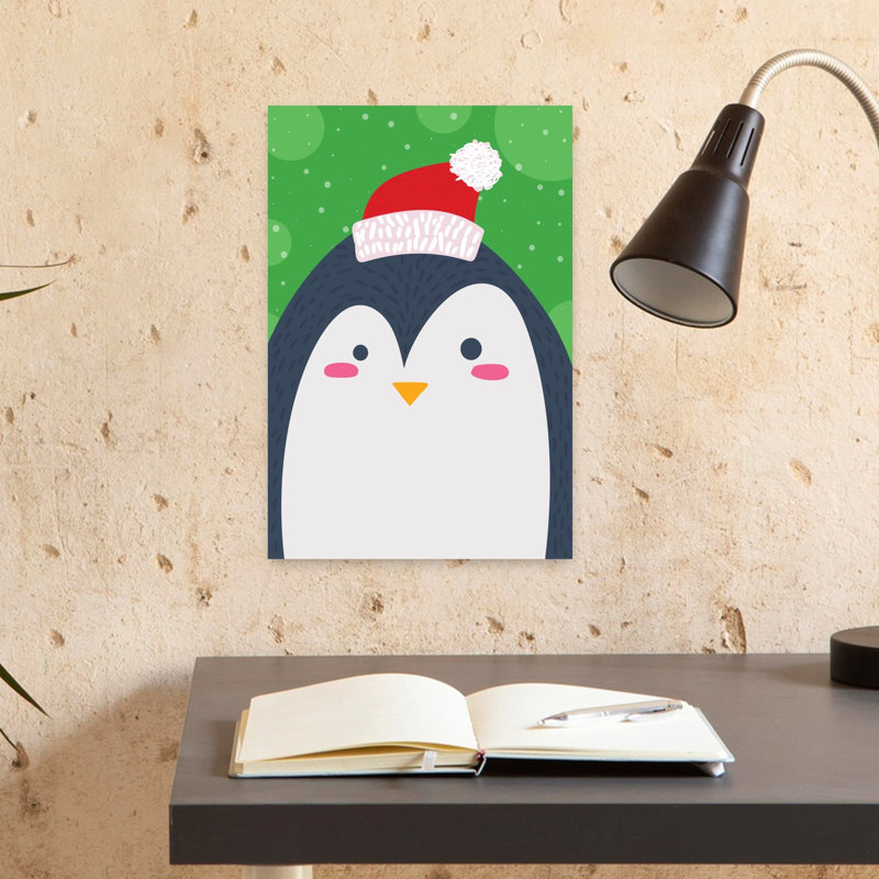 Cute Christmas Penguin Contemporary Bird Penguin Winter Wall Art Print 1 Piece Wrapped Canvas Wall Art, 45.72cm H x 30.48cm W