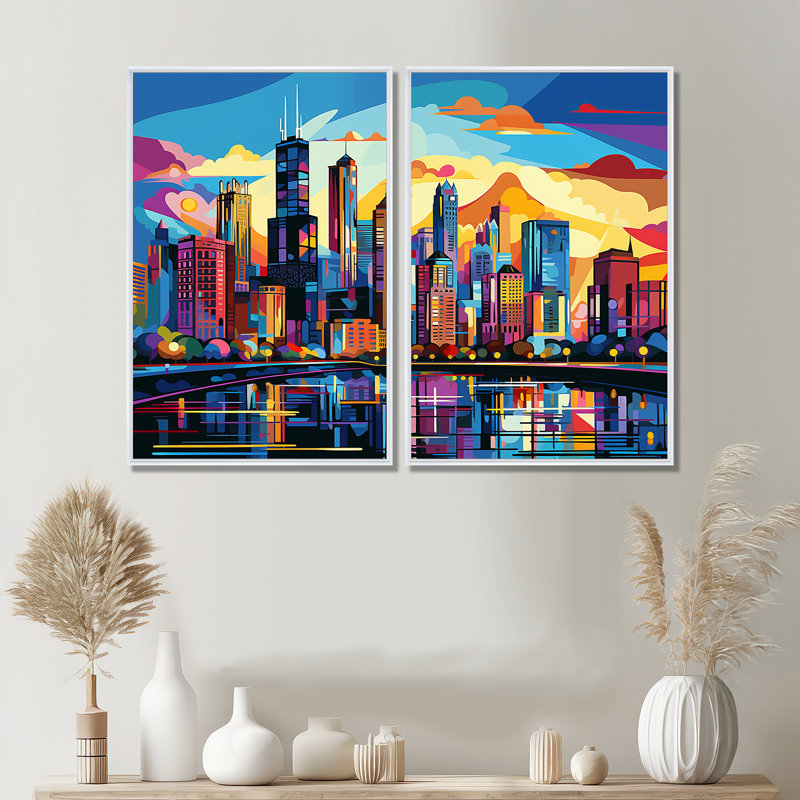 Fruge - Ensemble de 2 impressions sur toile industrielles, H 36 po x l 48 po, Impression encadrée flottante, Blanc