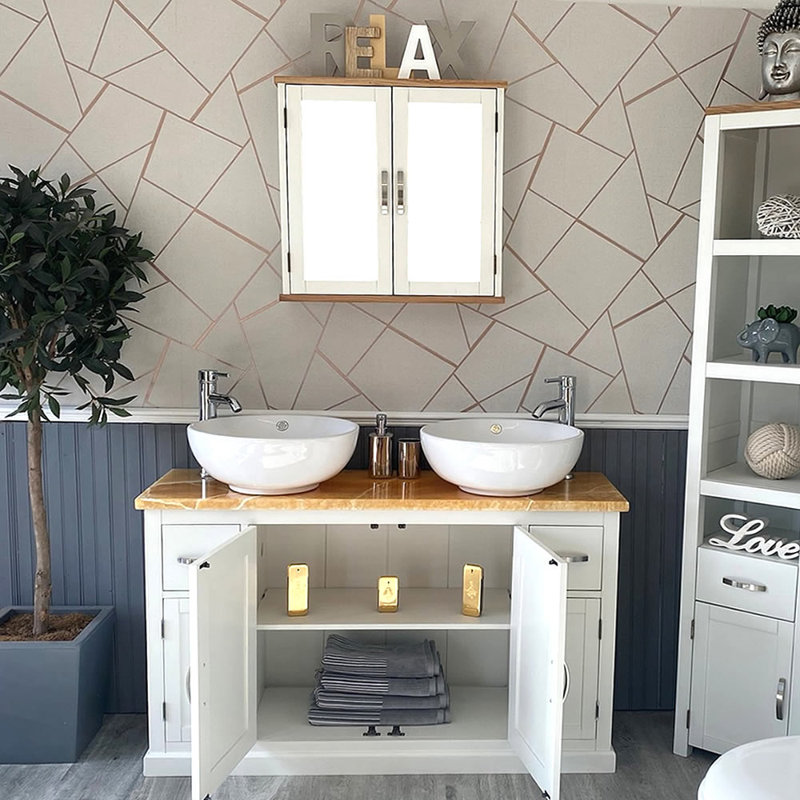 Araujo 1230mm Double Bathroom Vanity with Vessel Ceramic Basin