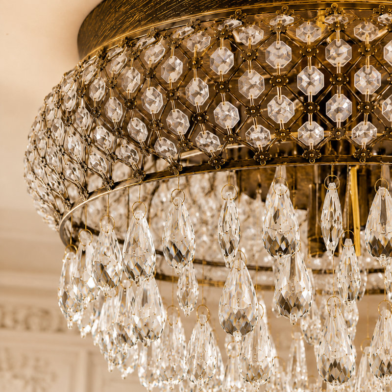 Lustre tambour Delainy, Noir mat / Or