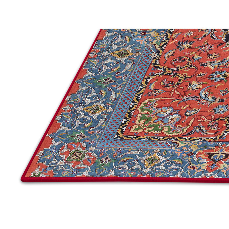 Tapis bleu / rouge en laine Kelsi, Rectangle 7 pi x 9 pi