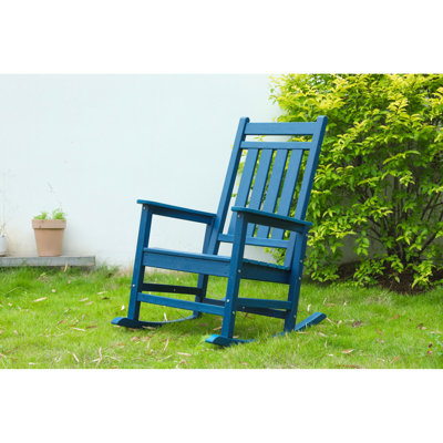 Chaise berçante bleu marine pour la pelouse - avec quincaillerie confortable en acier inoxydable 304 d'extérieur pour adultes, capacité de poids élargie de 380 lb