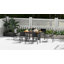 Ensemble de salle à manger de patio, table extensible, 6 chaises empilables, noir
