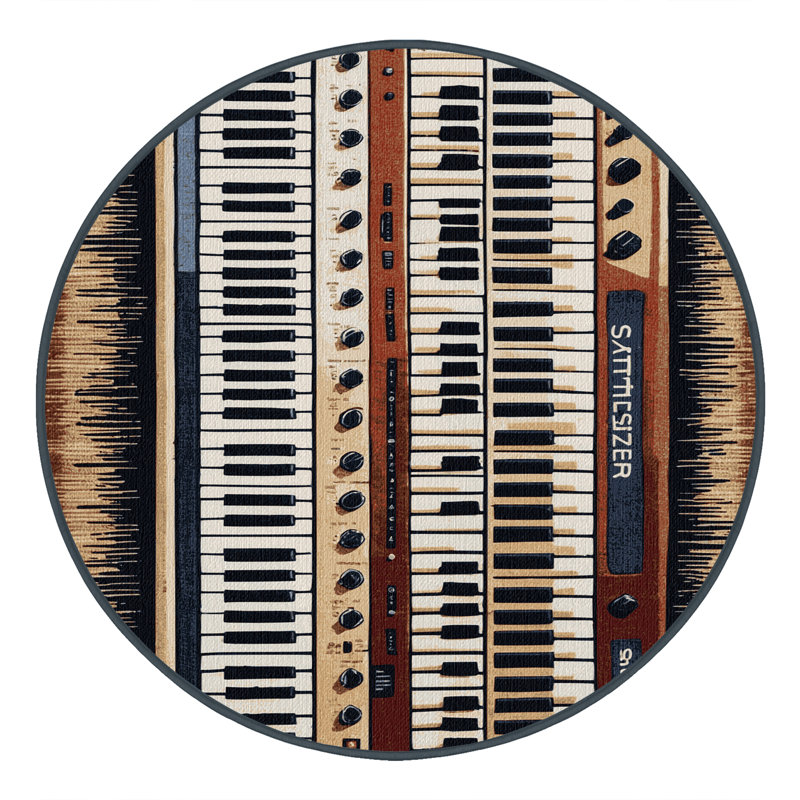 Washable Synthesizer Music Area Rug, Rectangle 5' x 8'