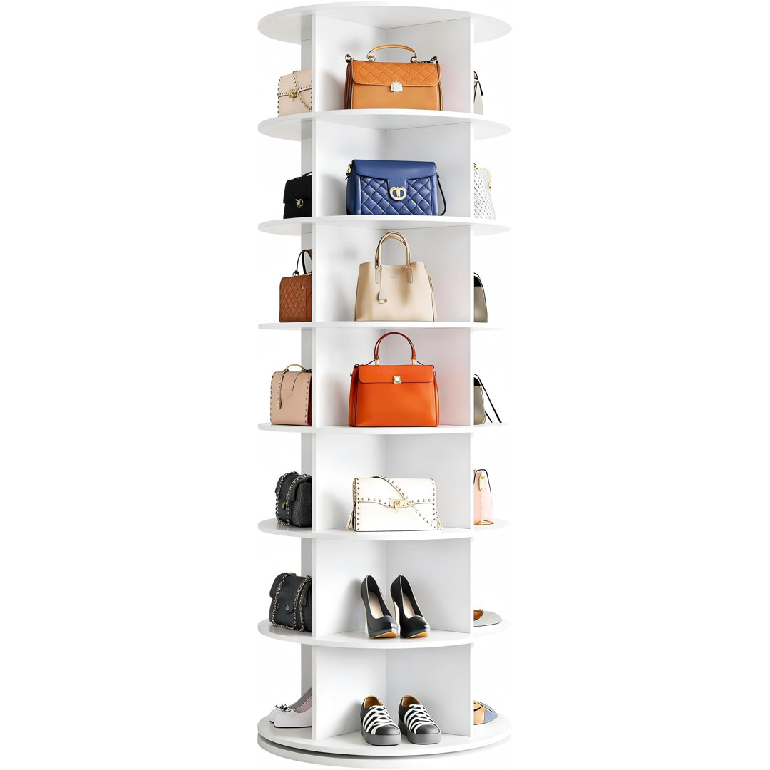 28 Pair Rotating Shoe Rack Tower Spinning Shoe Display Lazy Susan Shoe Organizer
