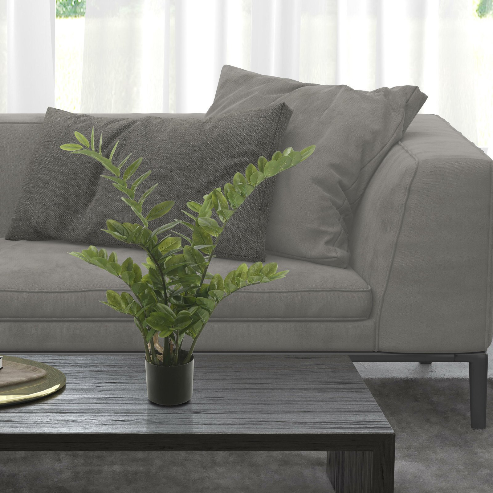 Zen Faux ZZ Plant in Pot, 28" H x 16" W x 16" D
