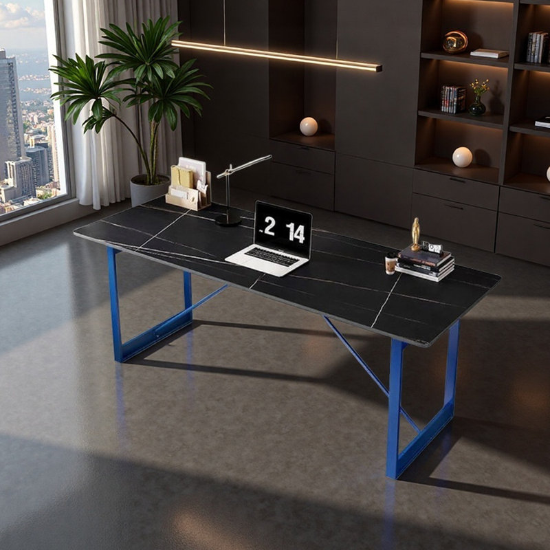 Bureau d'écriture Modern Light, Blanc / noir / bleu, H 29,52 po x l 78,74 po x P 31,49 po