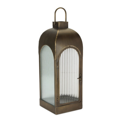 Arched Iron and Ribbed Glass Lantern