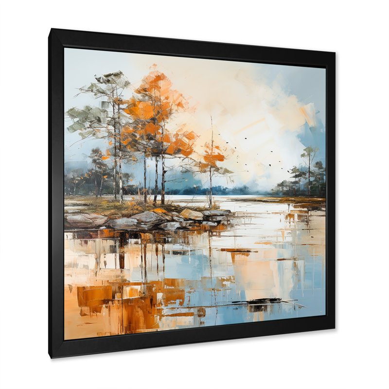 " Lake Smmer Charm ", 36" H x 36" W x 1.5" D, Black Single Picture Framed