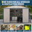 Remise de rangement extérieure en acier galvanisé 10 x 12 pi avec structure de plancher, fenêtre transparente, évents, portes verrouillables pour la cour