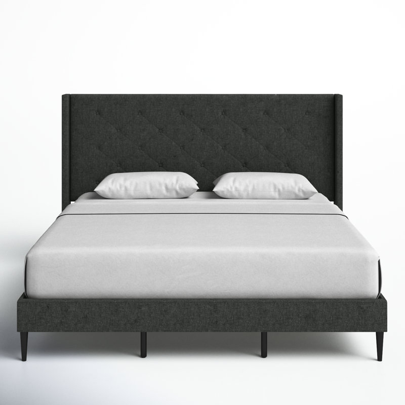 Amiliya Upholstered Wingback Bed, Gray, California King