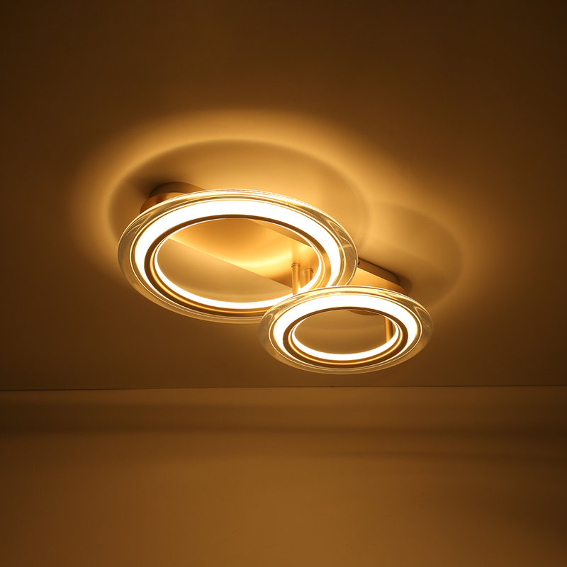 Modern Geometric 2-Circle Dimmable LED Semi-Flush Mount