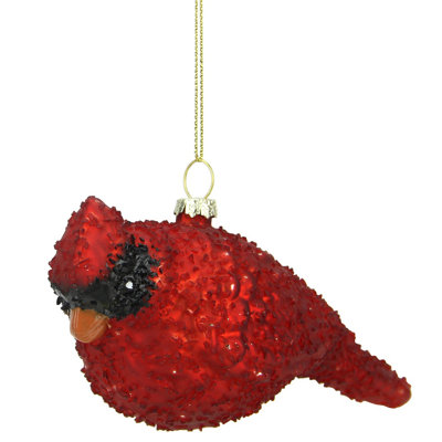 6" Glass Red Cardinal Bird Christmas Ornament