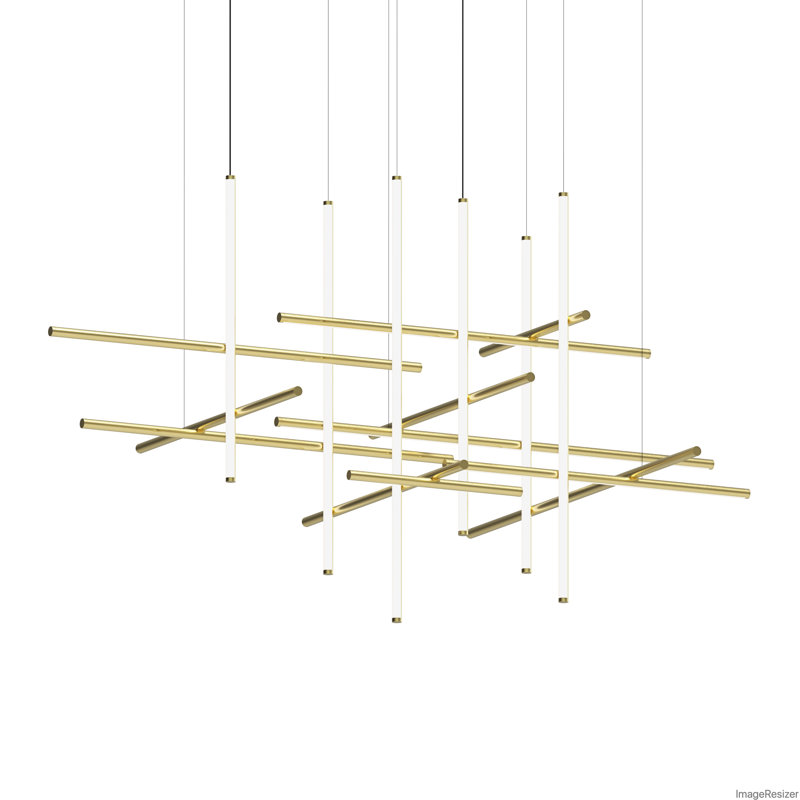 Labyrinth Dimmable LED Geometric Chandelier, Brass