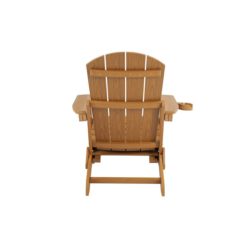 Outdoor Adjustable Lounge Chair With Cup Holderfor Patio Relaxation & Garden Leisure Gatherings,Hips Material, Teak