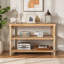 Console rustique à 3 niveaux avec détails d'inspiration gothique, table d'entrée en bois de 47,24 po de long pour le salon et le couloir