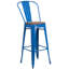Tabouret de bar ou de comptoir en métal Marian avec dossier et siège en bois Marian-2101696404-2101696429-2127243145