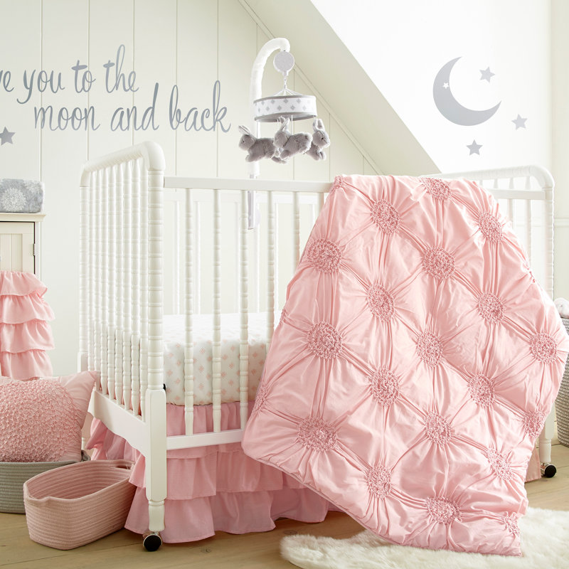 Ensemble de literie pour lit de bébé 5 pièces Willow, Rose