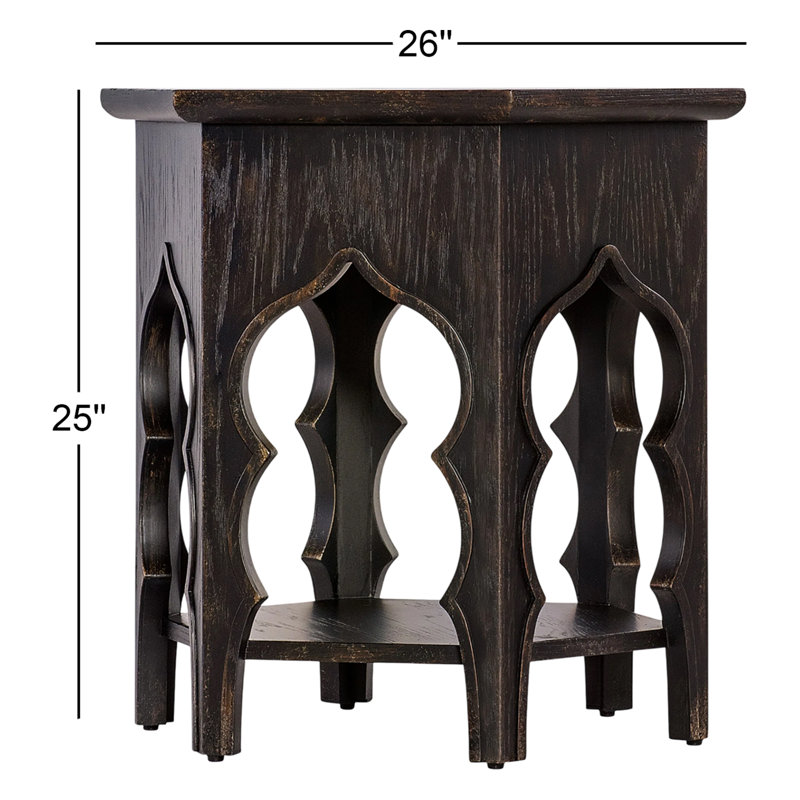 Americana Hexagon End Table, Black