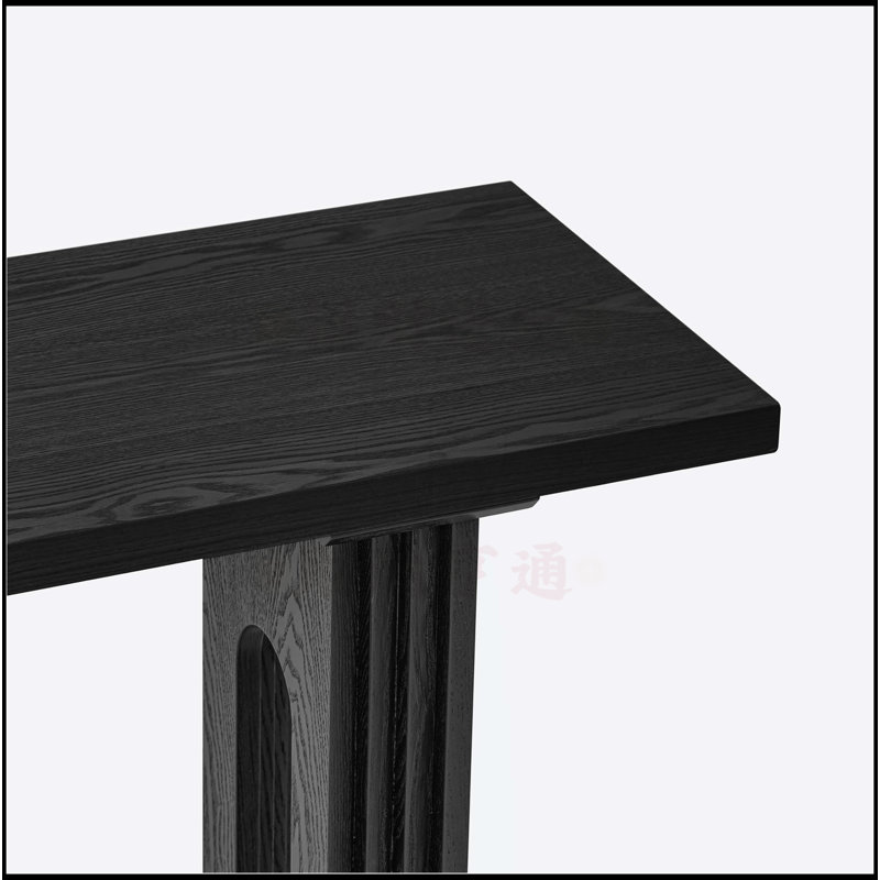 Console de conception unique en placage de bois massif Fraxinus Mandschuric, avec des pieds creux ronds distinctifs