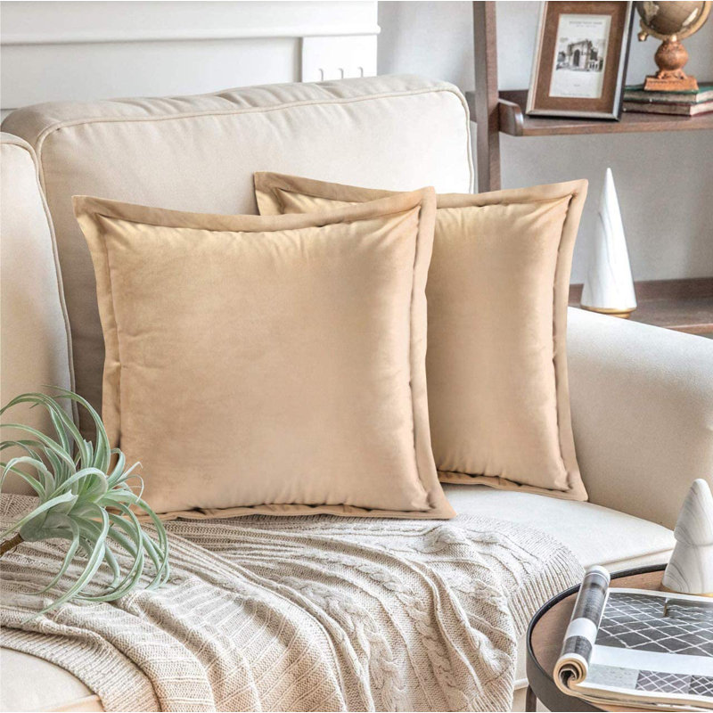 Jebediah Square Throw Pillow Cover, Beige