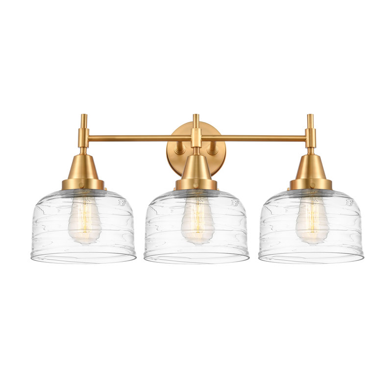 Amede 3 - Light Dimmable Vanity Light, Clear Deco Swirl, Satin Gold