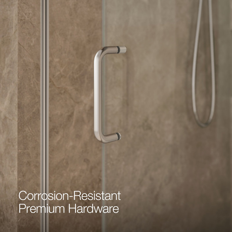 Sliding Shower Door, 75-1/2-In H X 68-1/4 - 71-5/8-In W, With Heavy 5/16-In Thick Crystal Clear Glass, Silver