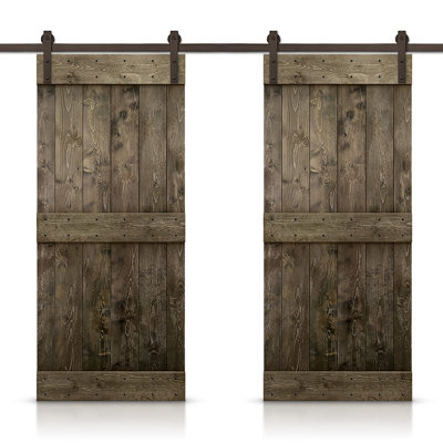 84'' Solid Wood Paneled Painted without Installation Hardware Kit Barn Door