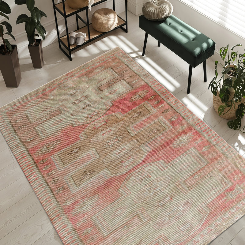 Vintage-Inspired Floral Design Printed Soft Non-Woven Rug for Indoor Home Decor, Rectangle 5'11" x 9'2"