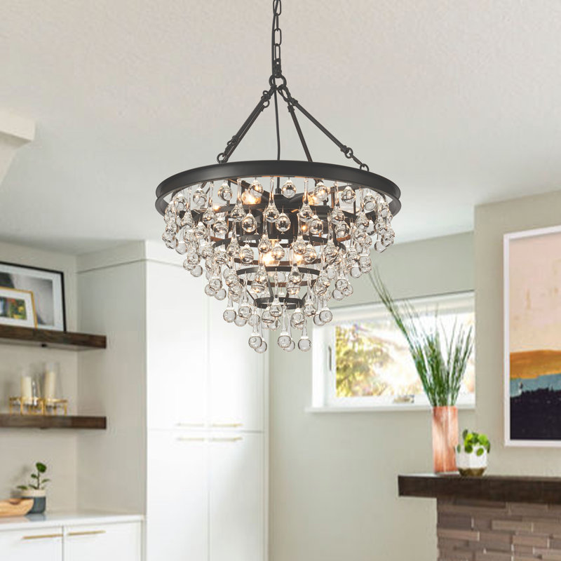 Lustre en cristal 9 niveaux avec gradateur et chaîne réglable