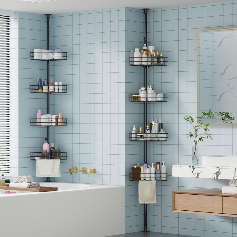 Metal Tension Bathroom Shelves