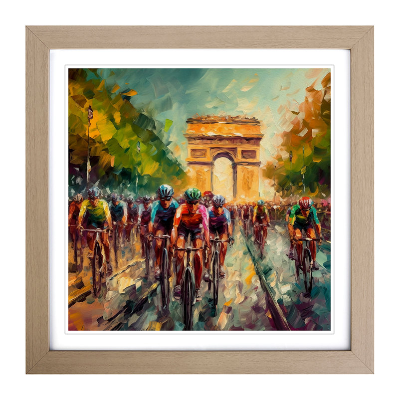 Tour De France Post-Impressionism - Framed Print, Oak