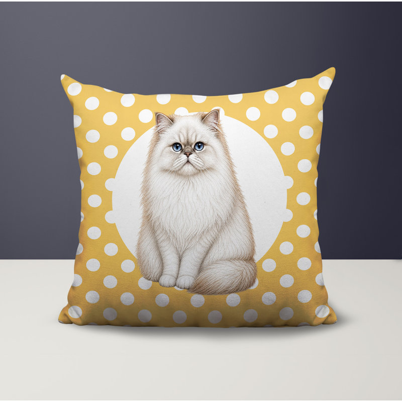 Oreiller réversible intérieur / extérieur Persian Cat, 20x20, Yellow