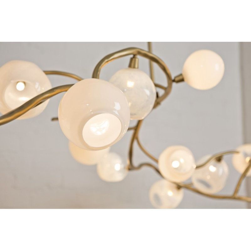 Lustre Lucia, H 42 po x l 80 po x P 32 po, Bronze huilé, Givré