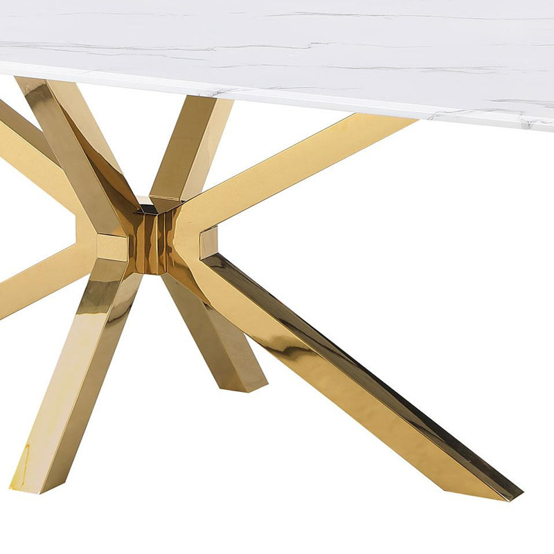 Rectangular 79-inch Faux Marble Dining Table White
