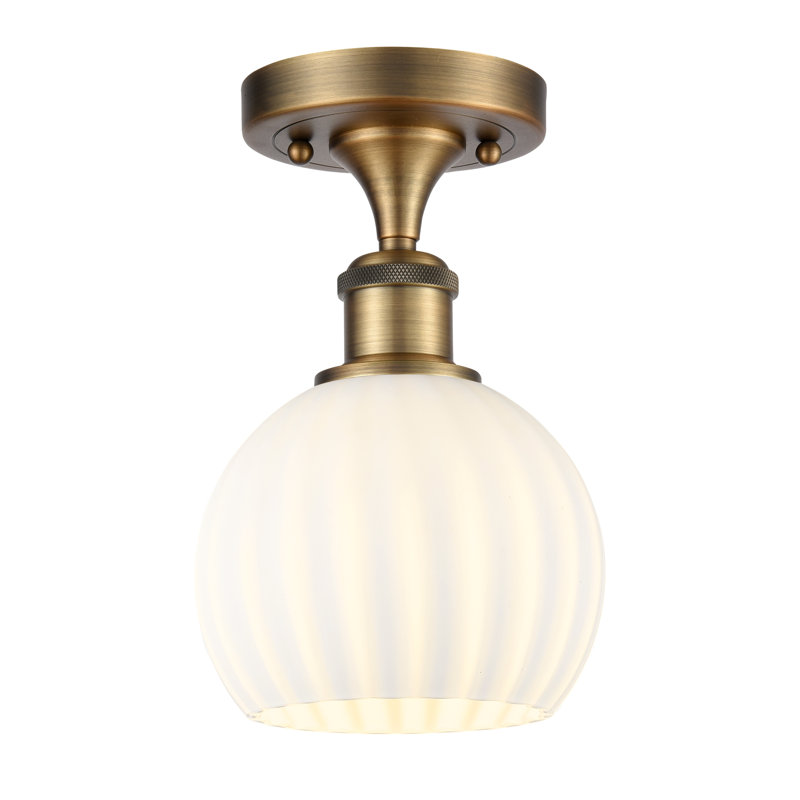 Plafonnier semi-encastré 1 lumière Ballston - Adriao, H 9,25 po x l 6 po x P 6 po, Laiton brossé