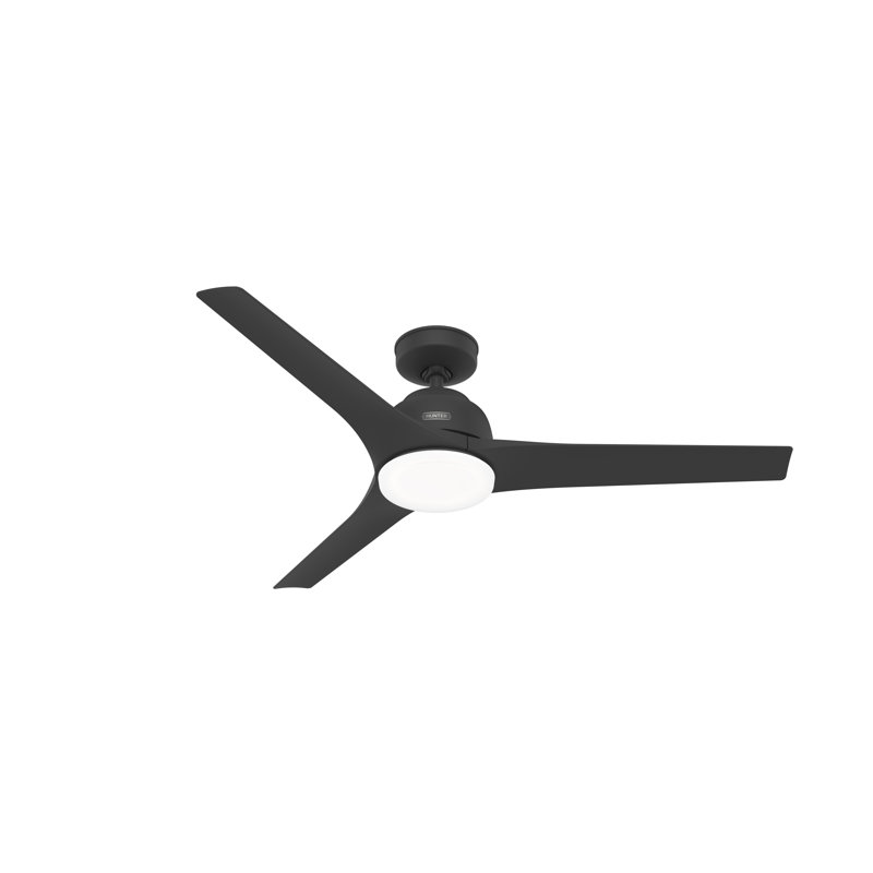 52" 3 - Blade LED Standard Ceiling Fan with Wall Control and Light Kit Included, Matte Black