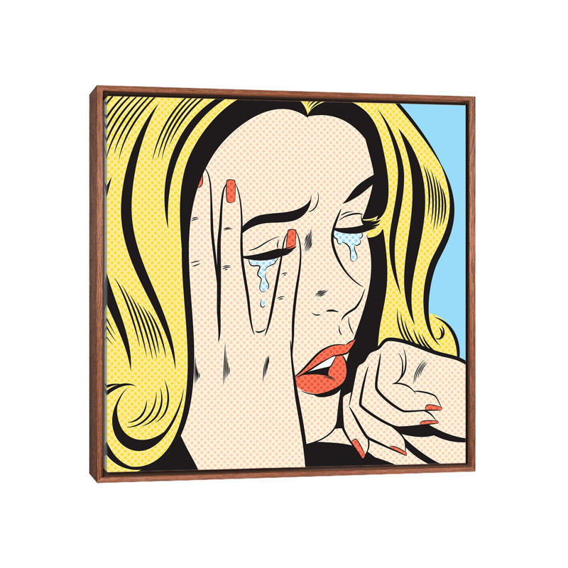 Crying Woman by Joseph McDermott - Print on Canvas, 66.04 cm H x 66.04 cm W, Classic Brown Wood Framed