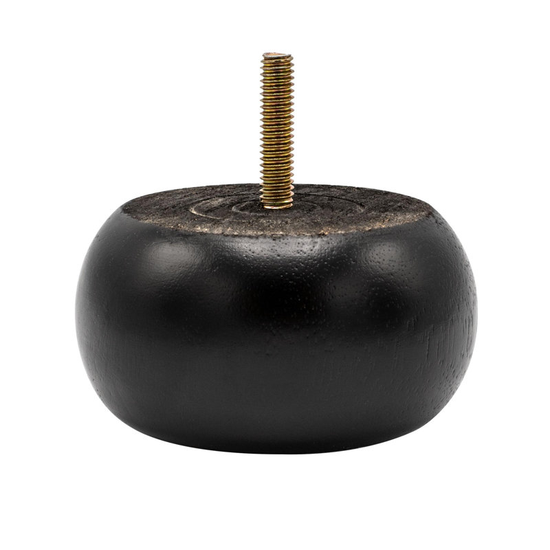 Solid Hardwood Round Bun Foot 4 Pack with 4 Free Insert Nuts and Drill Bit, 1-7/8" H x 3-5/8"W, Stained Espresso