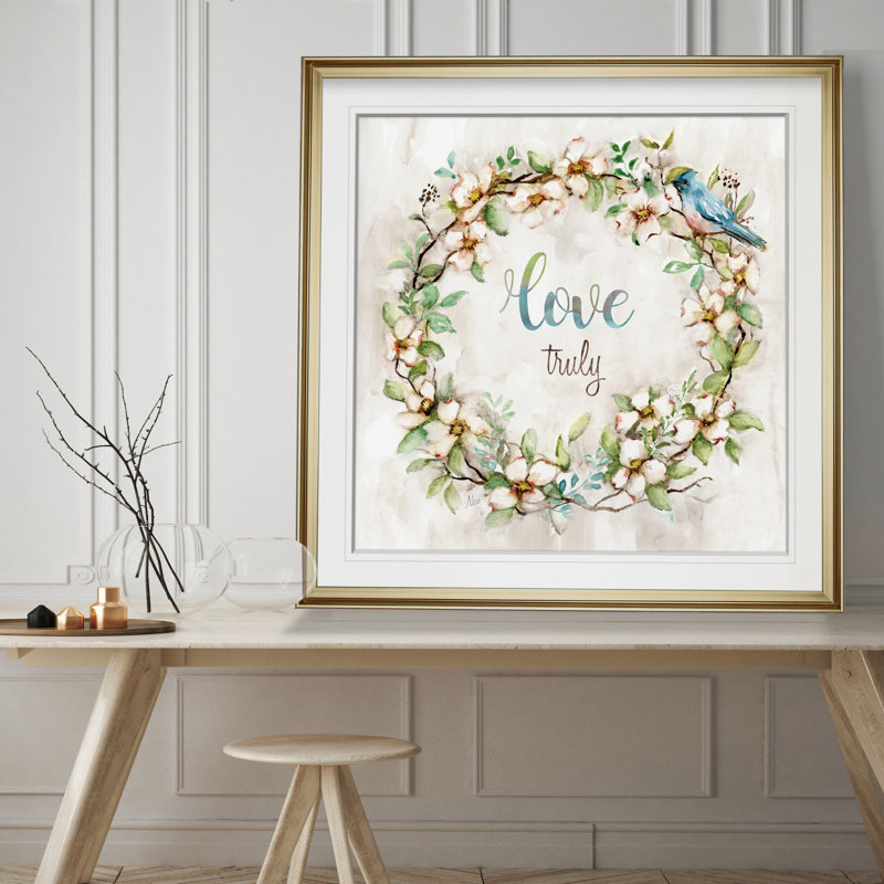 « love vraiment », impression, H 17,5 po x l 17,5 po x P 1,5 po, Cadre doré