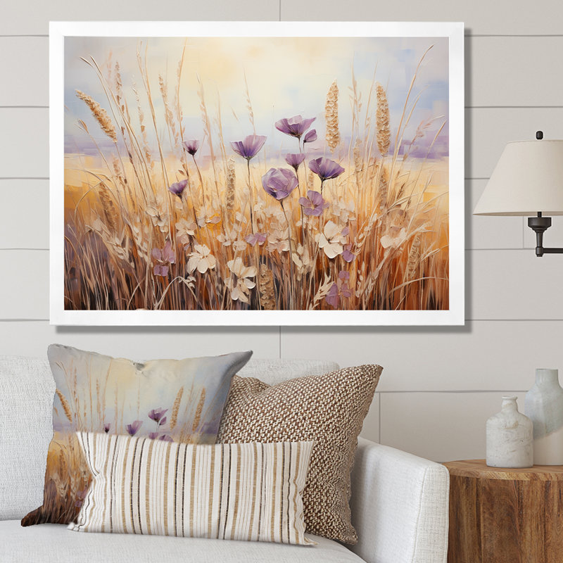 Minimalisme prairie magique IV sur toile, Cadre simple blanc, H 16 po x l 32 po x P 1 po