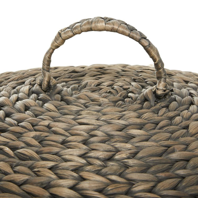 Panier de rangement décoratif et fonctionnel fait à la main Seagrass avec doublure et dessus assortis, Brun foncé