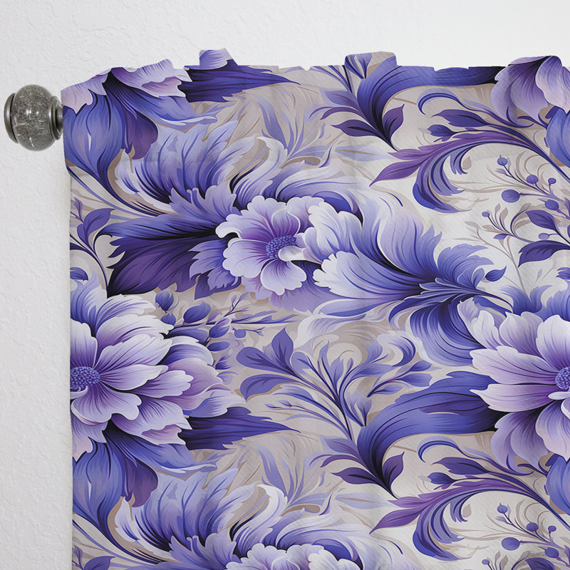Mauve lavande persan Paisleys II - Rideau floral - Rideau floral obscurcissant - 1 panneau, L 52 po x L 120 po