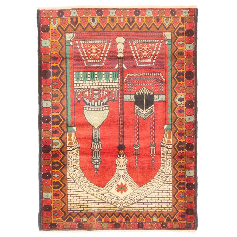 Tapis rouge Teimani 3 pi 1 po x 4 pi 3 po