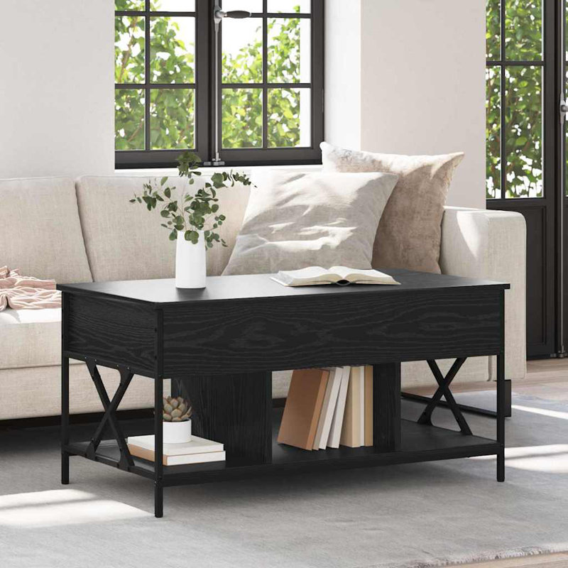 Lift Top Coffee Table with Storage, Black Oak